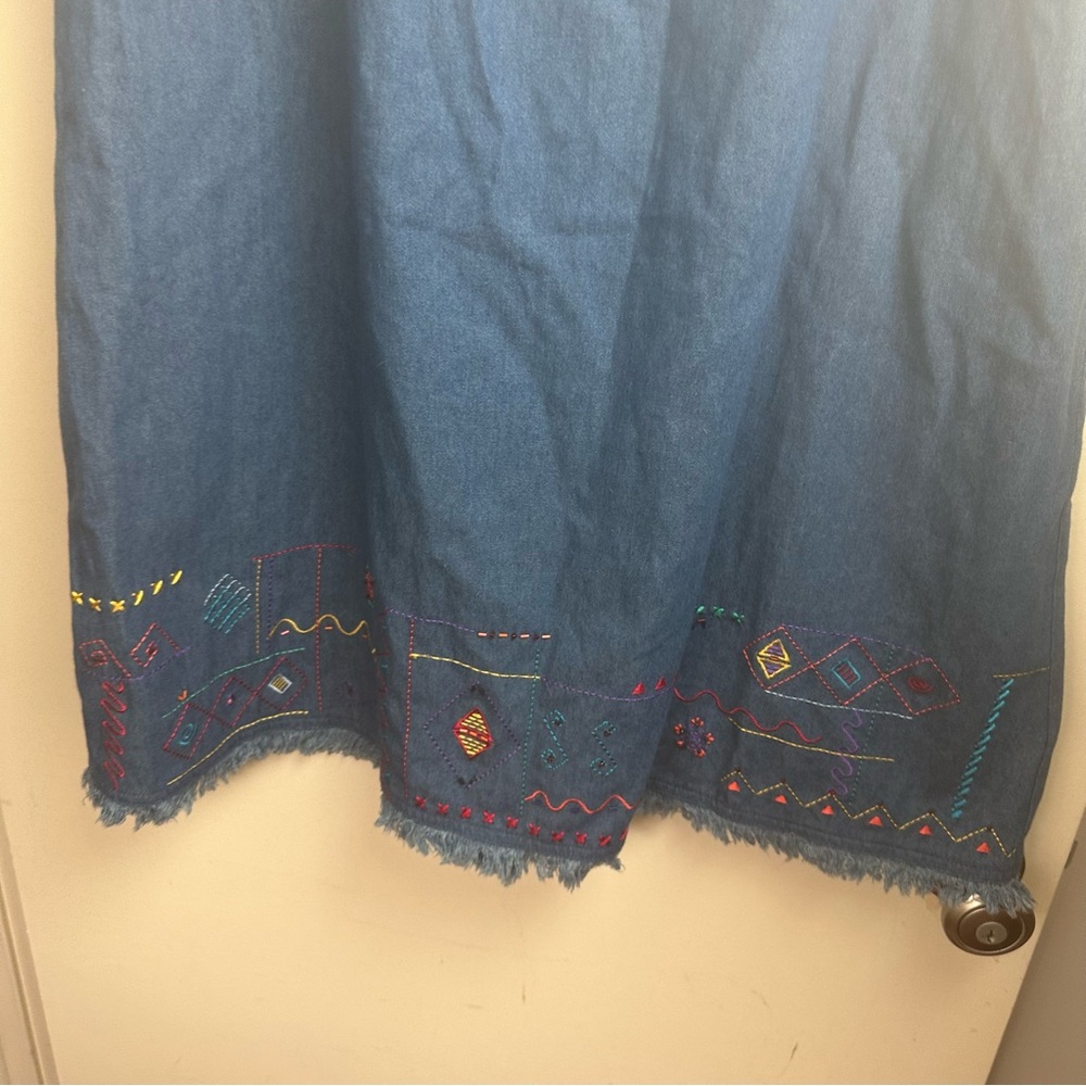 Napa Valley Denim Boho Embroidered Geometric Trim Vintage 90’s/Y2K Skirt NWT 12 - Picture 9 of 15